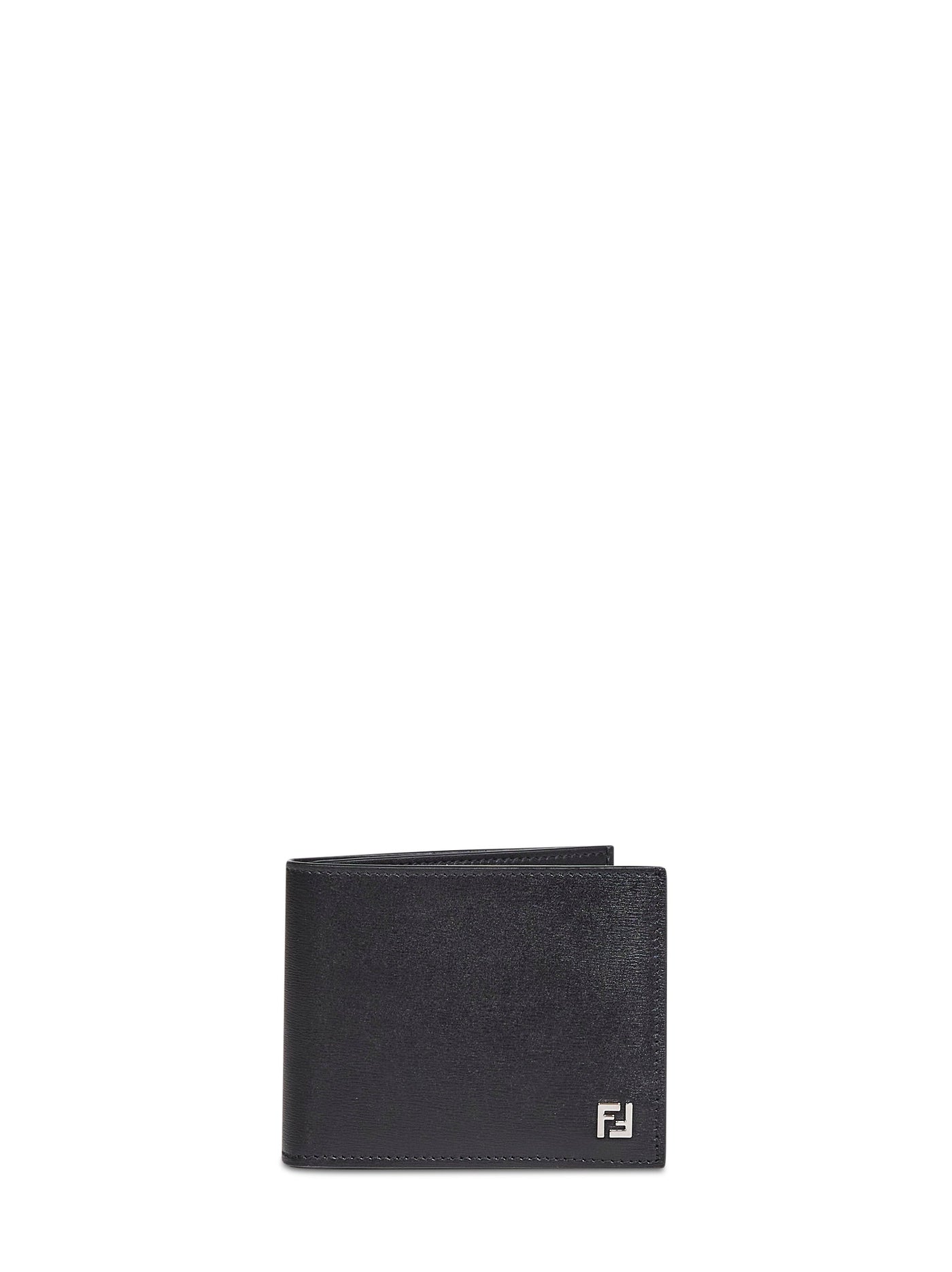 Fendi Squared Ff Calf Leather Bi-Fold Wallet — Black