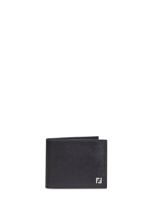 Fendi Squared Ff Calf Leather Bi-Fold Wallet — Black