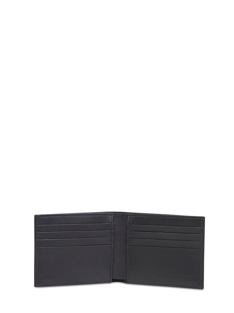 Fendi Squared Ff Calf Leather Bi-Fold Wallet — Black