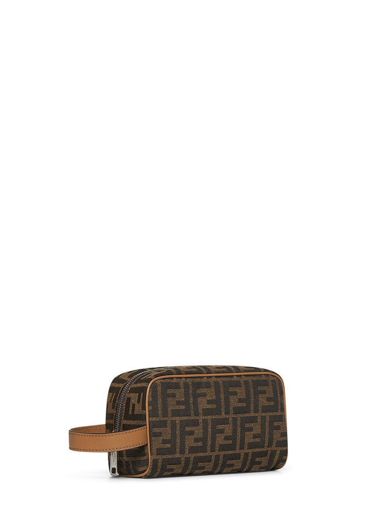 Fendi Ff Jacquard Toiletry Bag — Brown Calf Leather Wallets & Cardholders