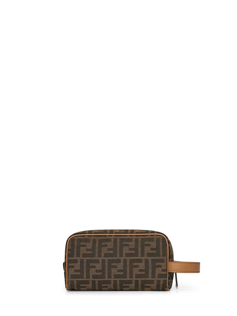 Fendi Ff Jacquard Toiletry Bag — Brown Calf Leather Wallets & Cardholders
