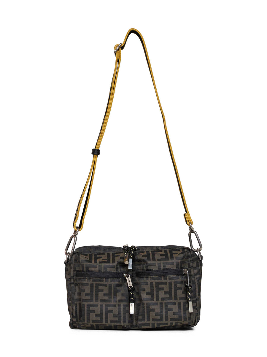 Fendi Ff Zucca Technical Fabric Crossbody Bag — Brown Polyester