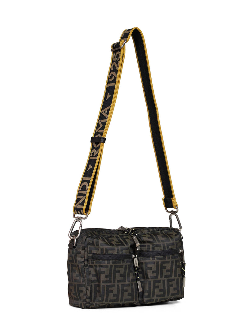 Fendi Ff Zucca Technical Fabric Crossbody Bag — Brown Polyester
