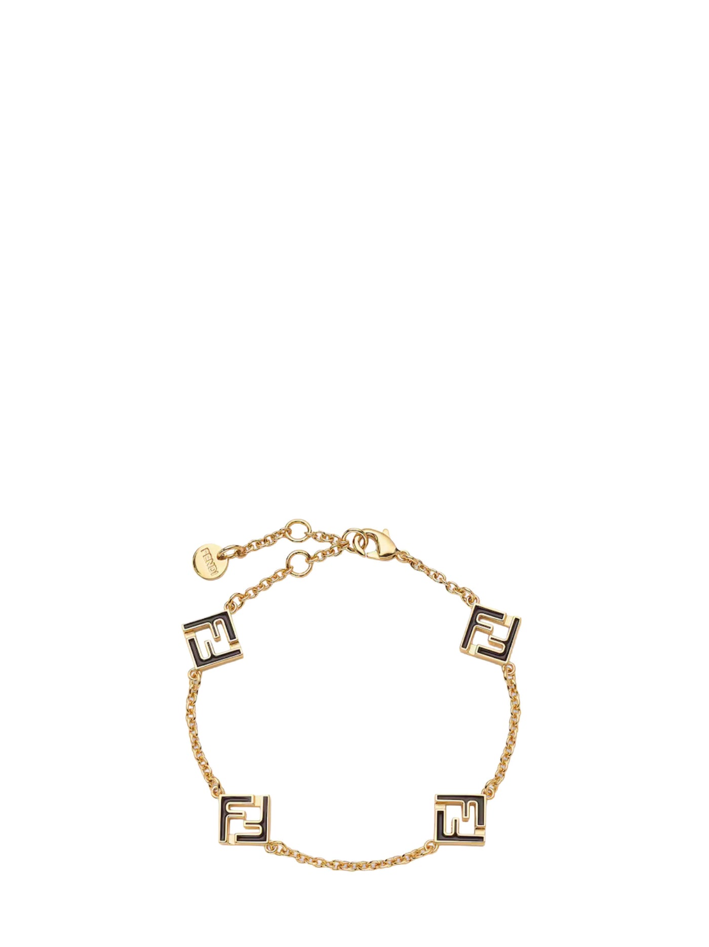 Fendi Logo-Detailed Gold-Tone Chain Bracelet — Gold Brass Bracelets