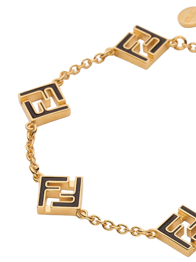 Fendi Logo-Detailed Gold-Tone Chain Bracelet — Gold Brass Bracelets