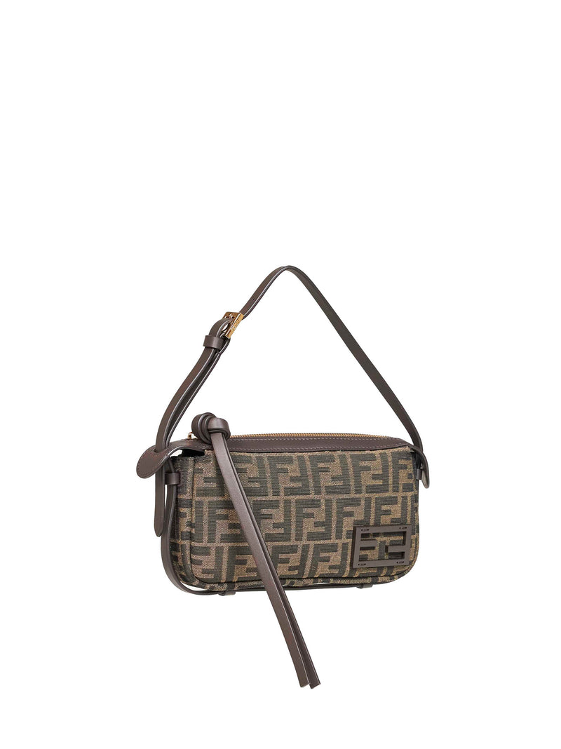 Fendi Ff Jacquard Canvas Shoulder Bag — Brown Polyester