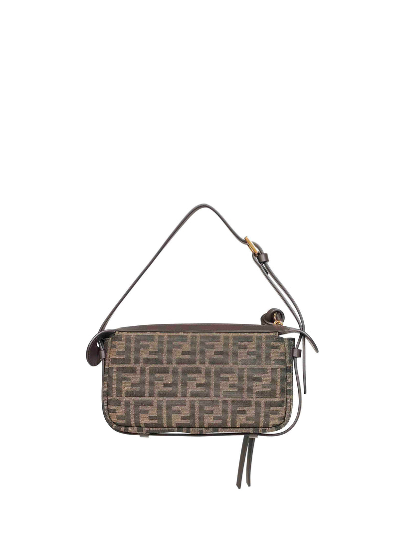 Fendi Ff Jacquard Canvas Shoulder Bag — Brown Polyester