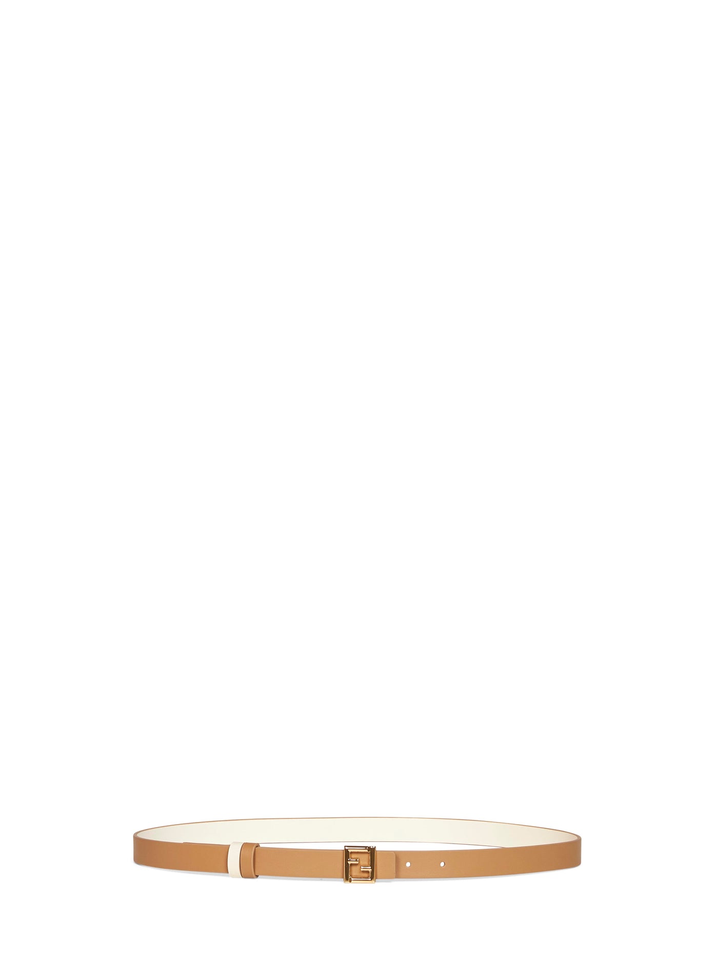 Fendi Reversible Leather Ff Belt — Beige Calf