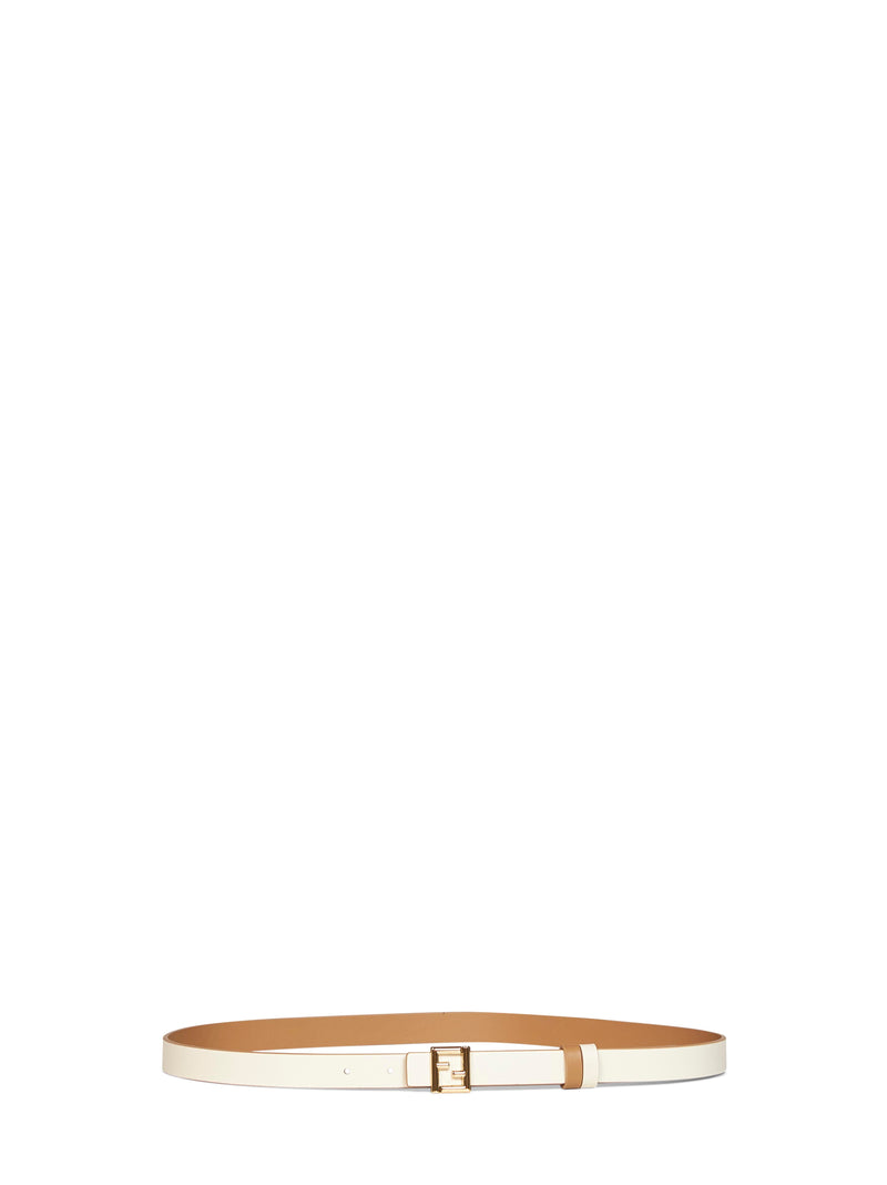 Fendi Reversible Leather Ff Belt — Beige Calf