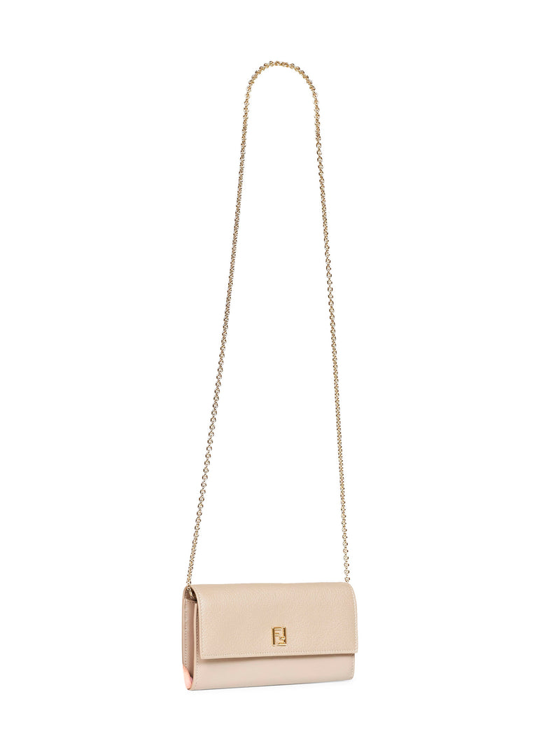 Fendi Continental Wallet On Chain — Taupe Calf Leather