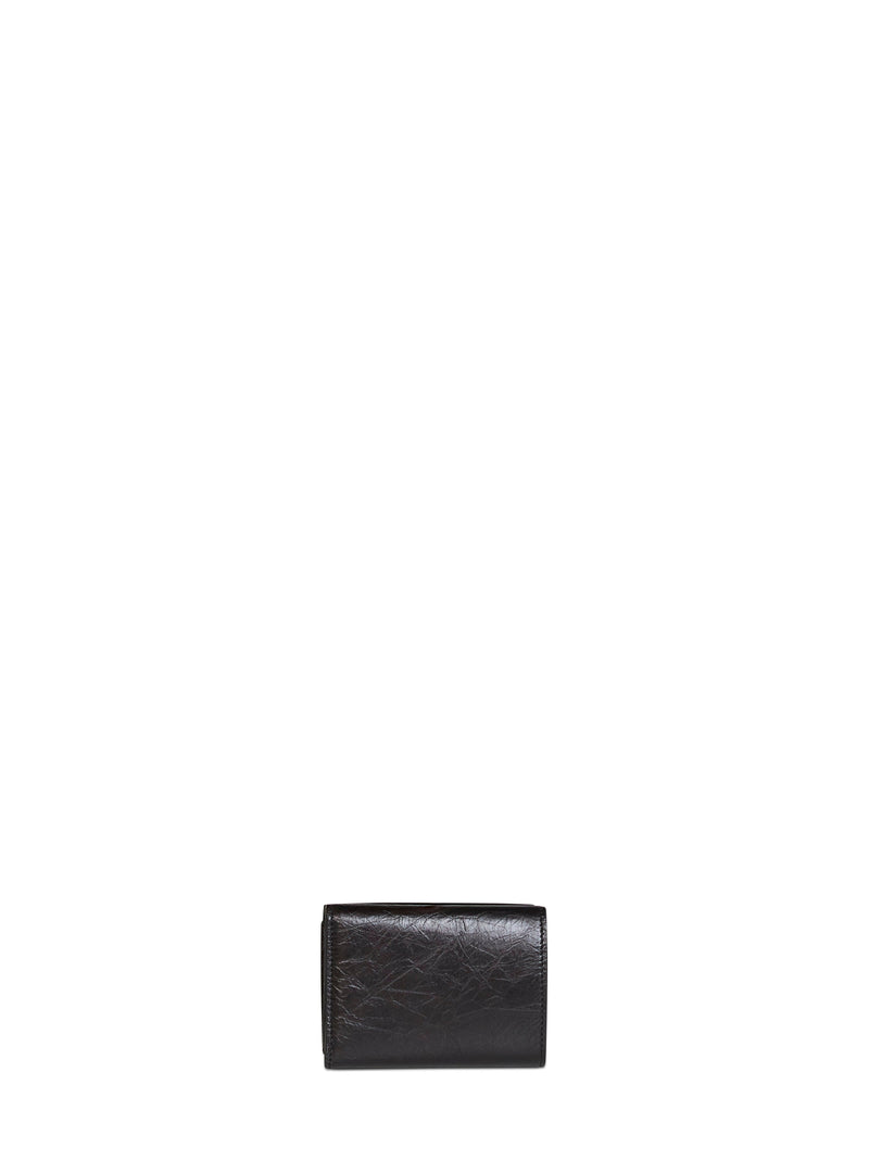 Fendi Crackle-Effect Calfskin Wallet — Black Calf Leather & Purses