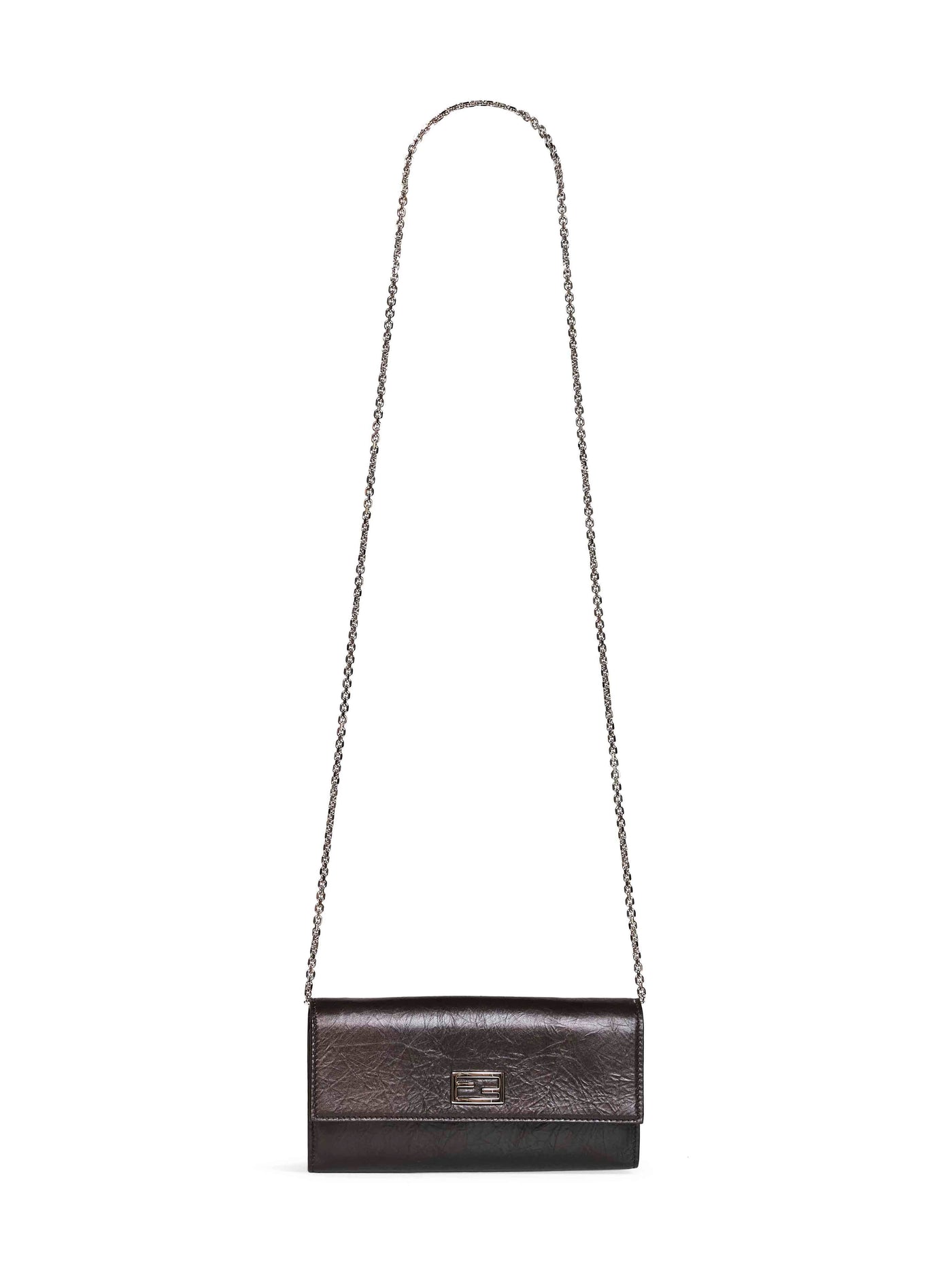 Fendi Baguette Wallet On Chain — Black Calf Leather