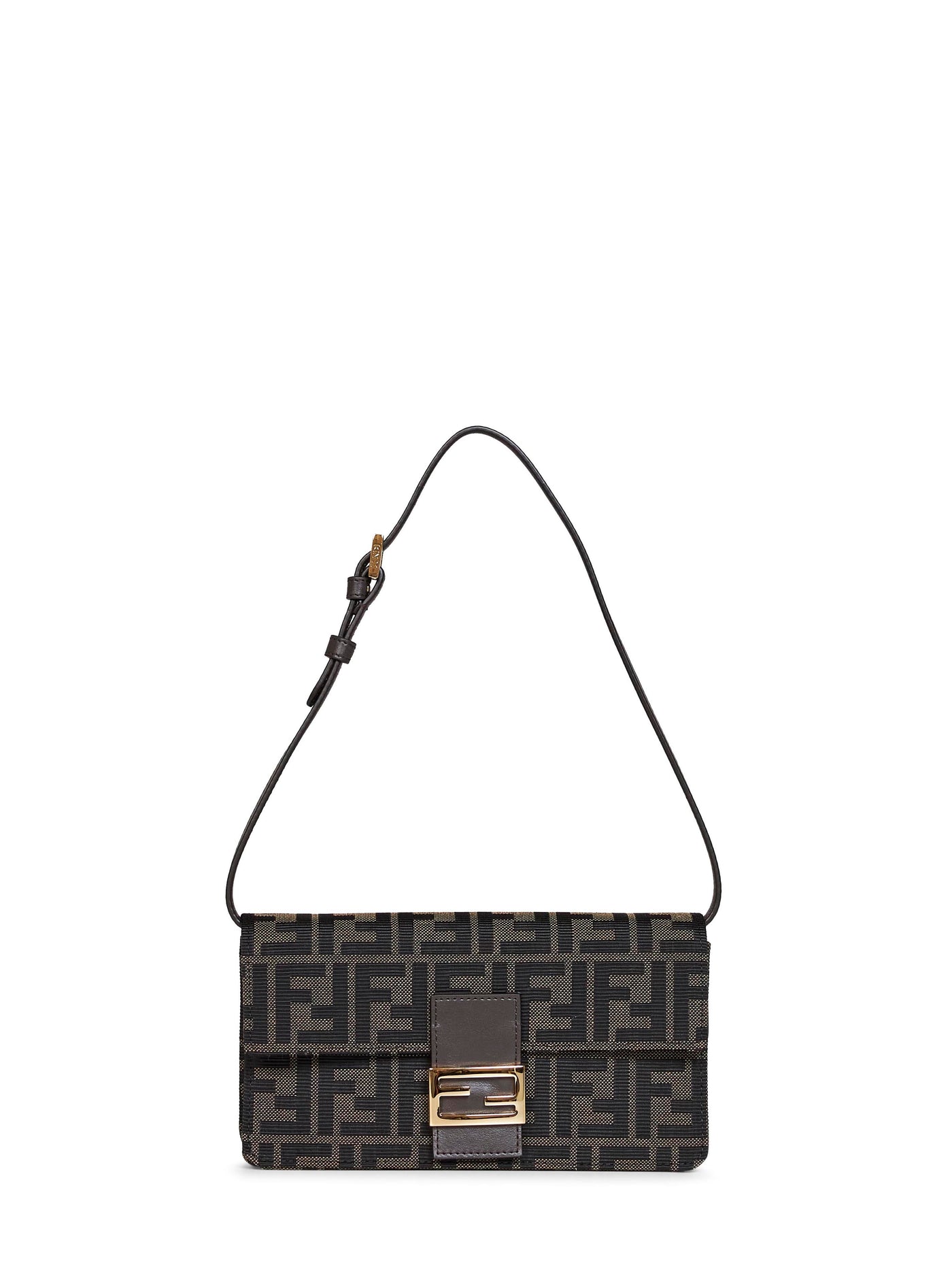 Fendi Baguette Wallet On Chain — Brown Polyester Bag