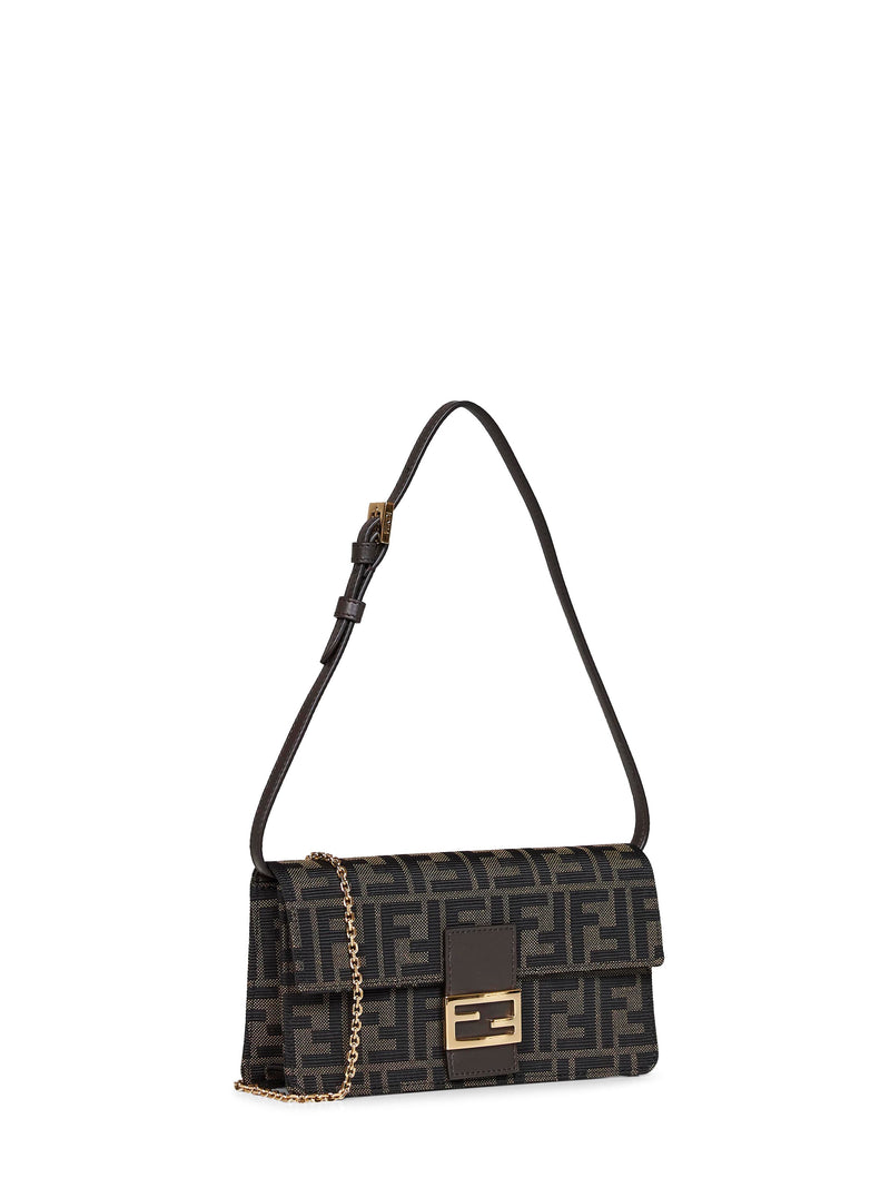 Fendi Baguette Wallet On Chain — Brown Polyester Bag