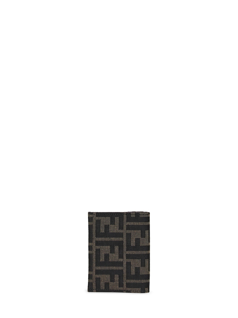 Fendi Ff Zucca Jacquard Card Case — Brown Polyester Wallets & Purses