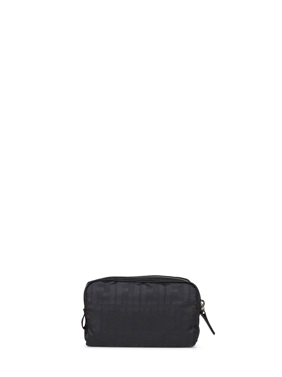 Fendi Ff Zucca Technical Canvas Pouch — Black Polyester
