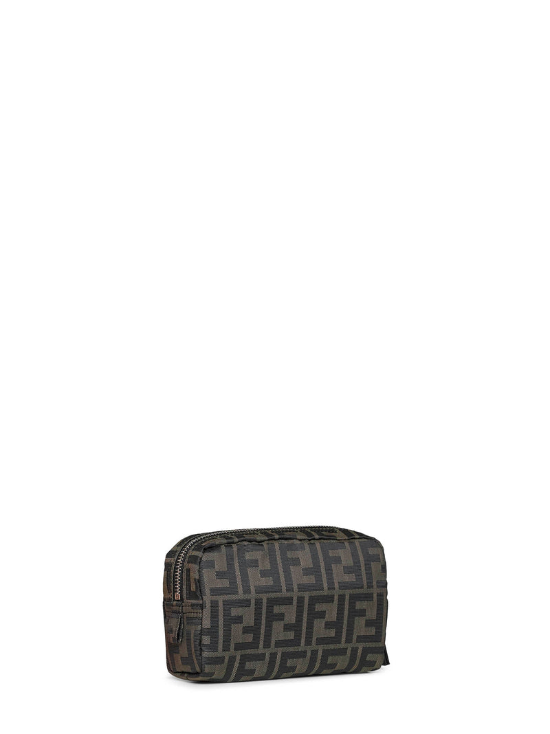 Fendi Ff Zucca Canvas Pouch — Brown Polyester