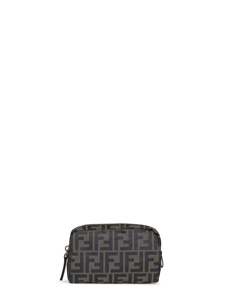 Fendi Ff Zucca Canvas Pouch — Brown Polyester