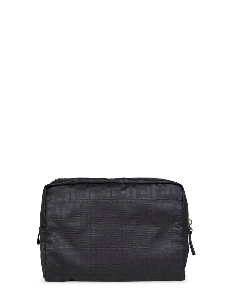 Fendi Ff Zucca Technical Canvas Beauty Case — Black Polyester Top Handle Bags