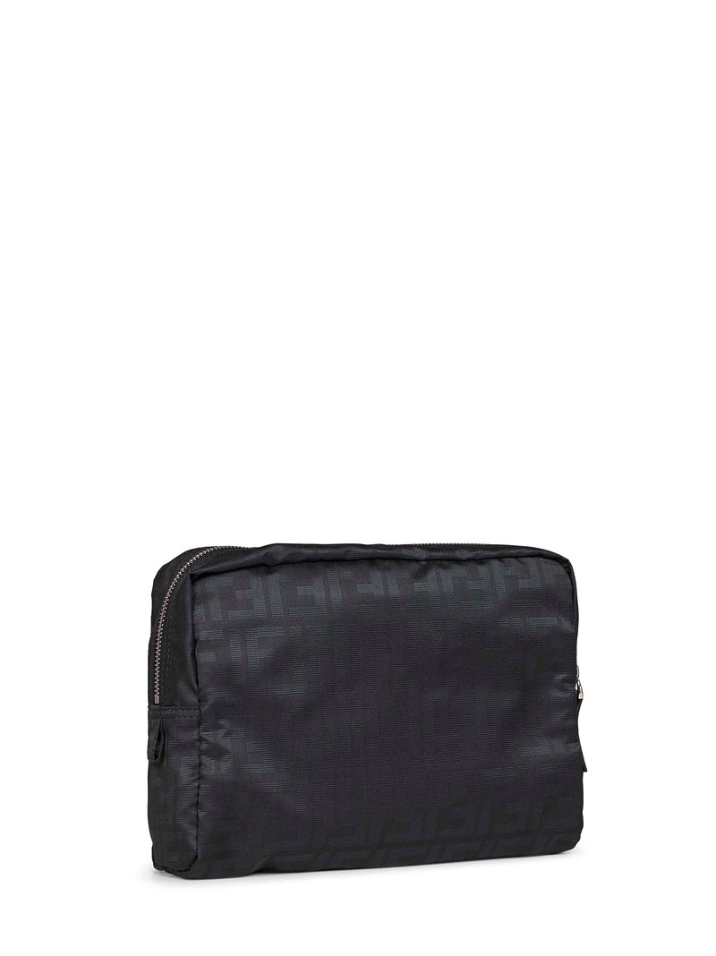 Fendi Ff Zucca Technical Canvas Beauty Case — Black Polyester Top Handle Bags
