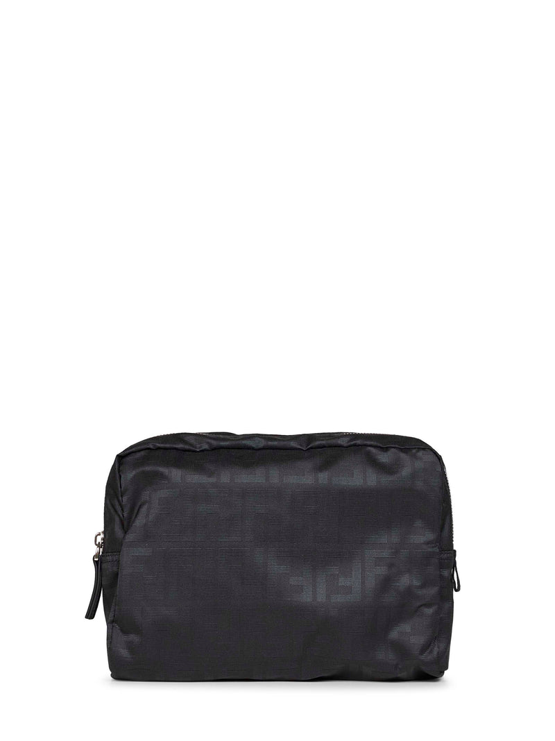 Fendi Ff Zucca Technical Canvas Beauty Case — Black Polyester Top Handle Bags