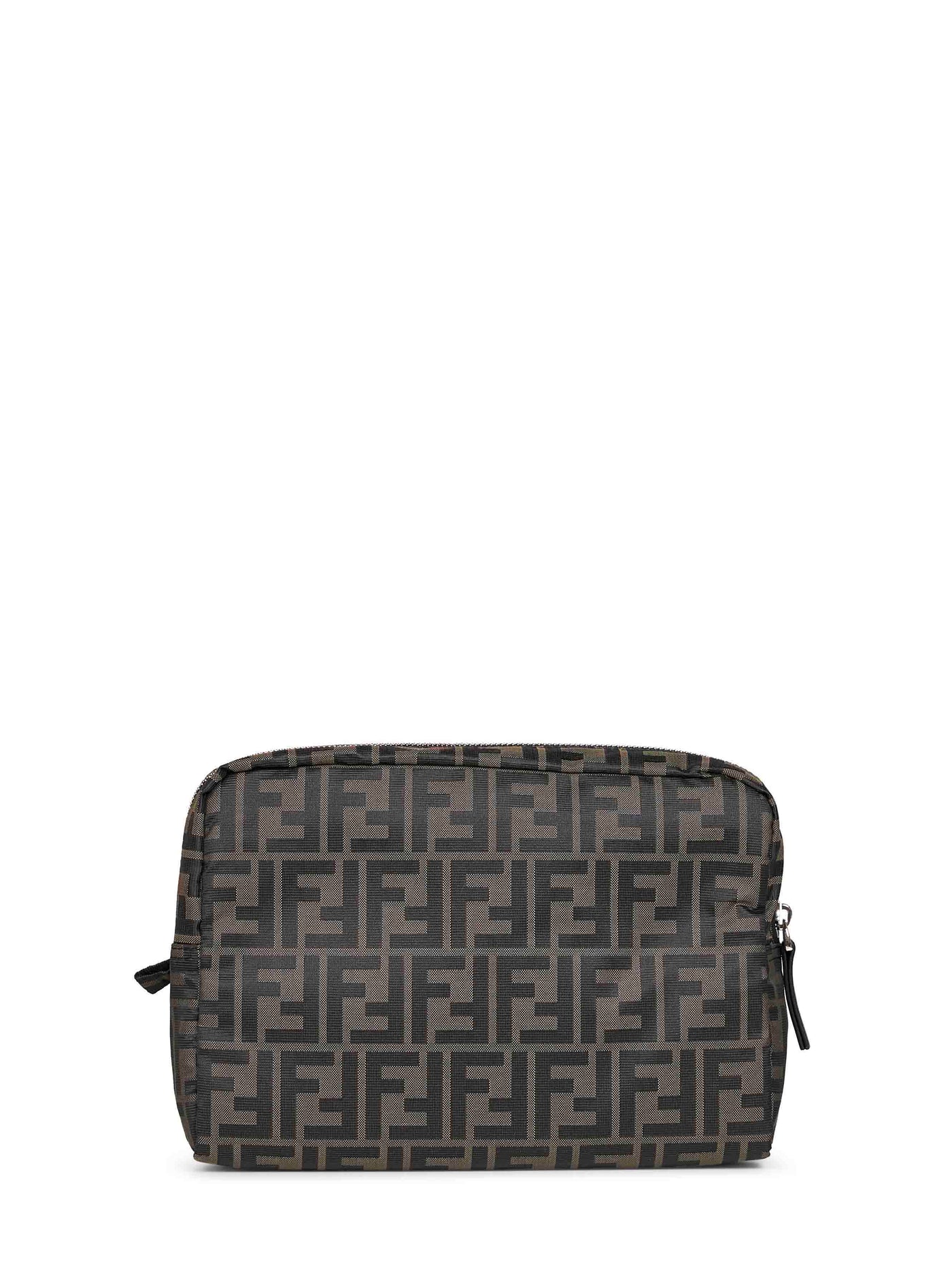 Fendi Ff Zucca Technical Canvas Pouch — Brown Polyester