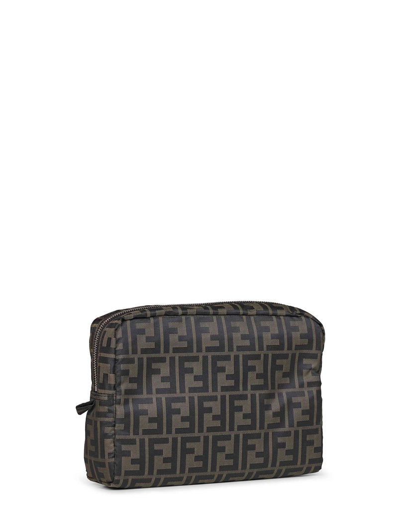 Fendi Ff Zucca Technical Canvas Pouch — Brown Polyester