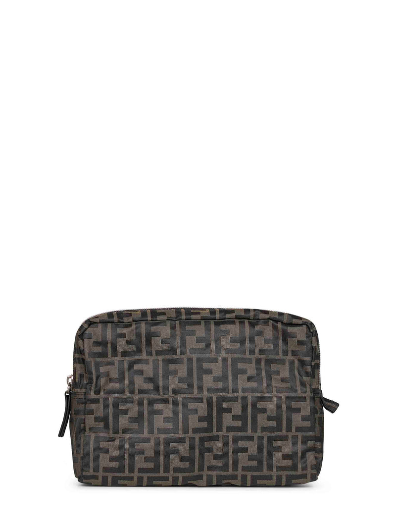 Fendi Ff Zucca Technical Canvas Pouch — Brown Polyester