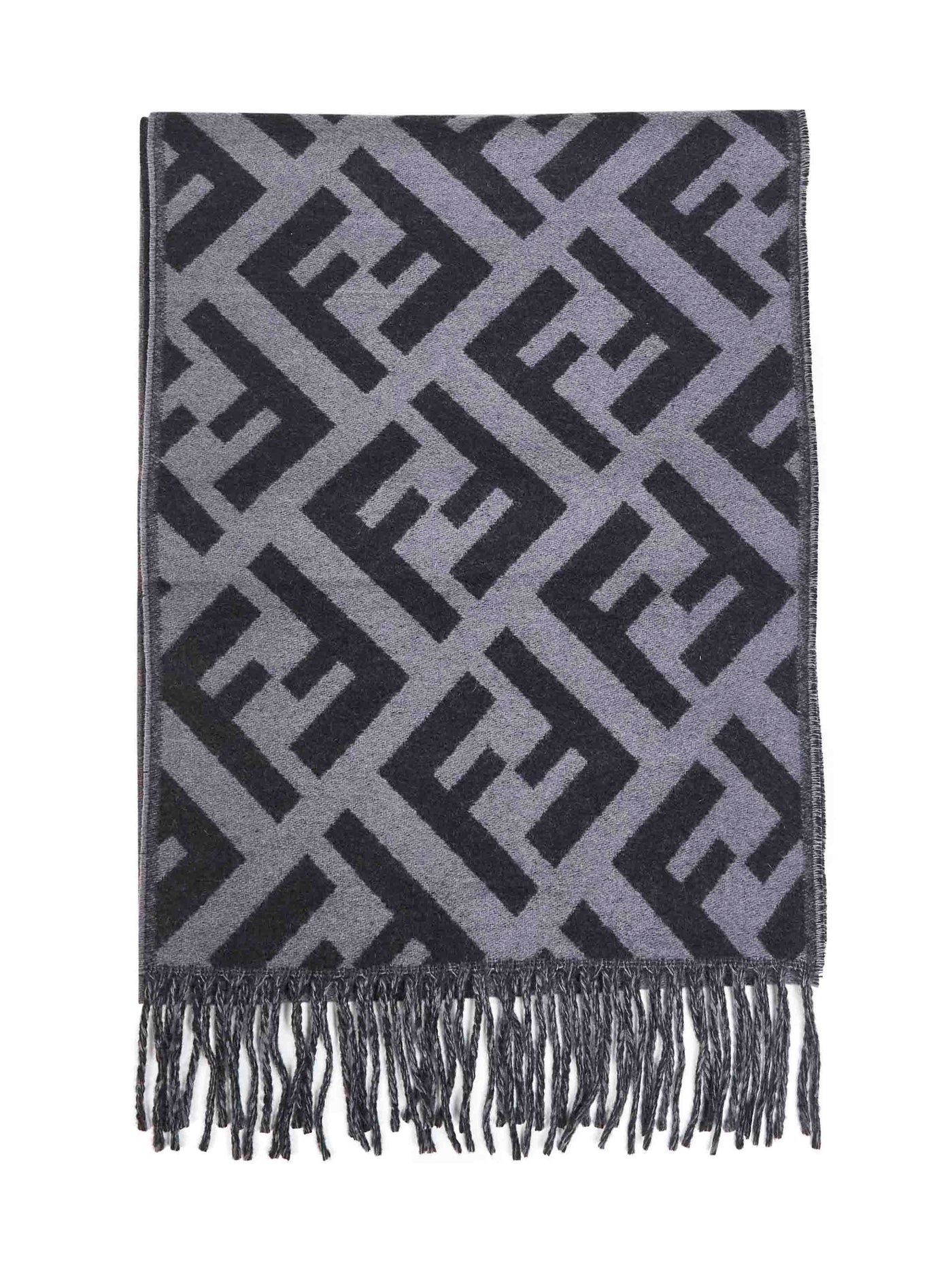 Fendi Ff Jacquard Cashmere Scarf — Gray Scarfs