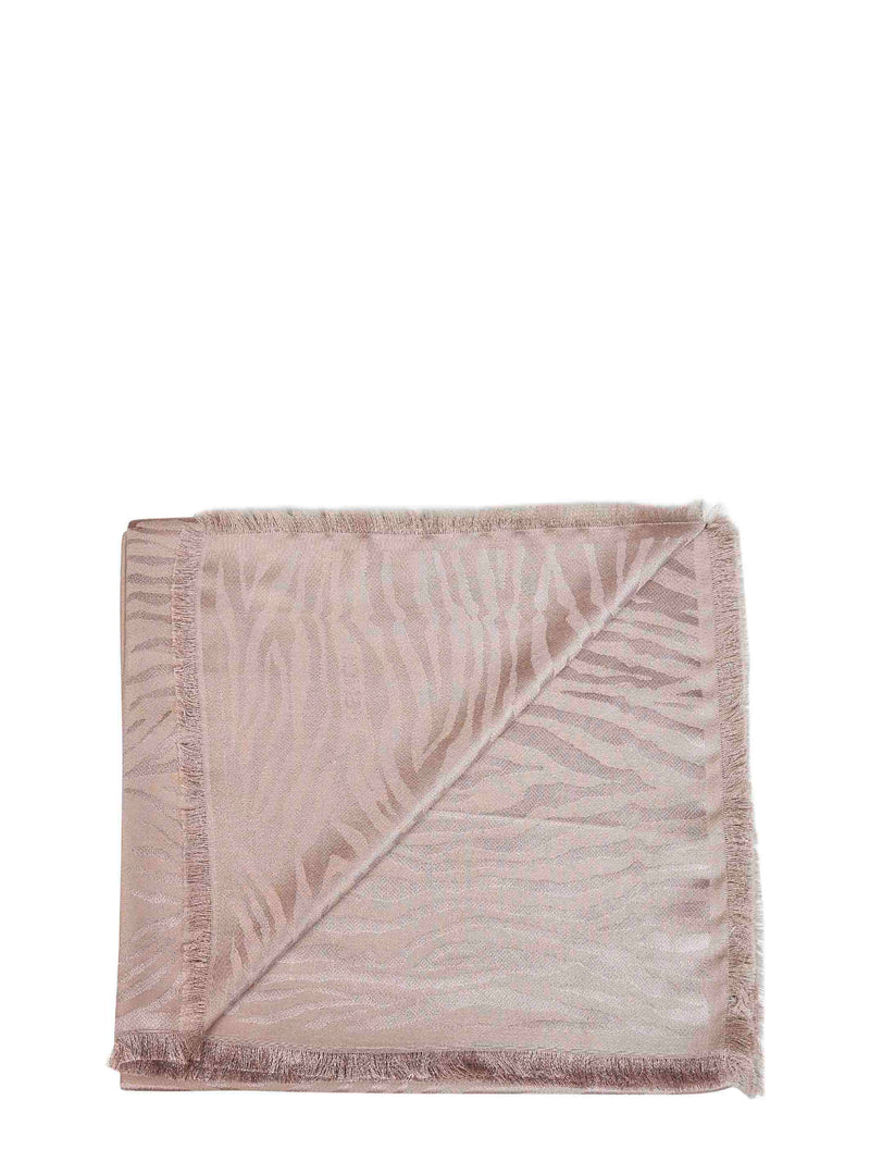 Fendi Silk And Cashmere Tiger Jacquard Stole — Taupe Scarfs