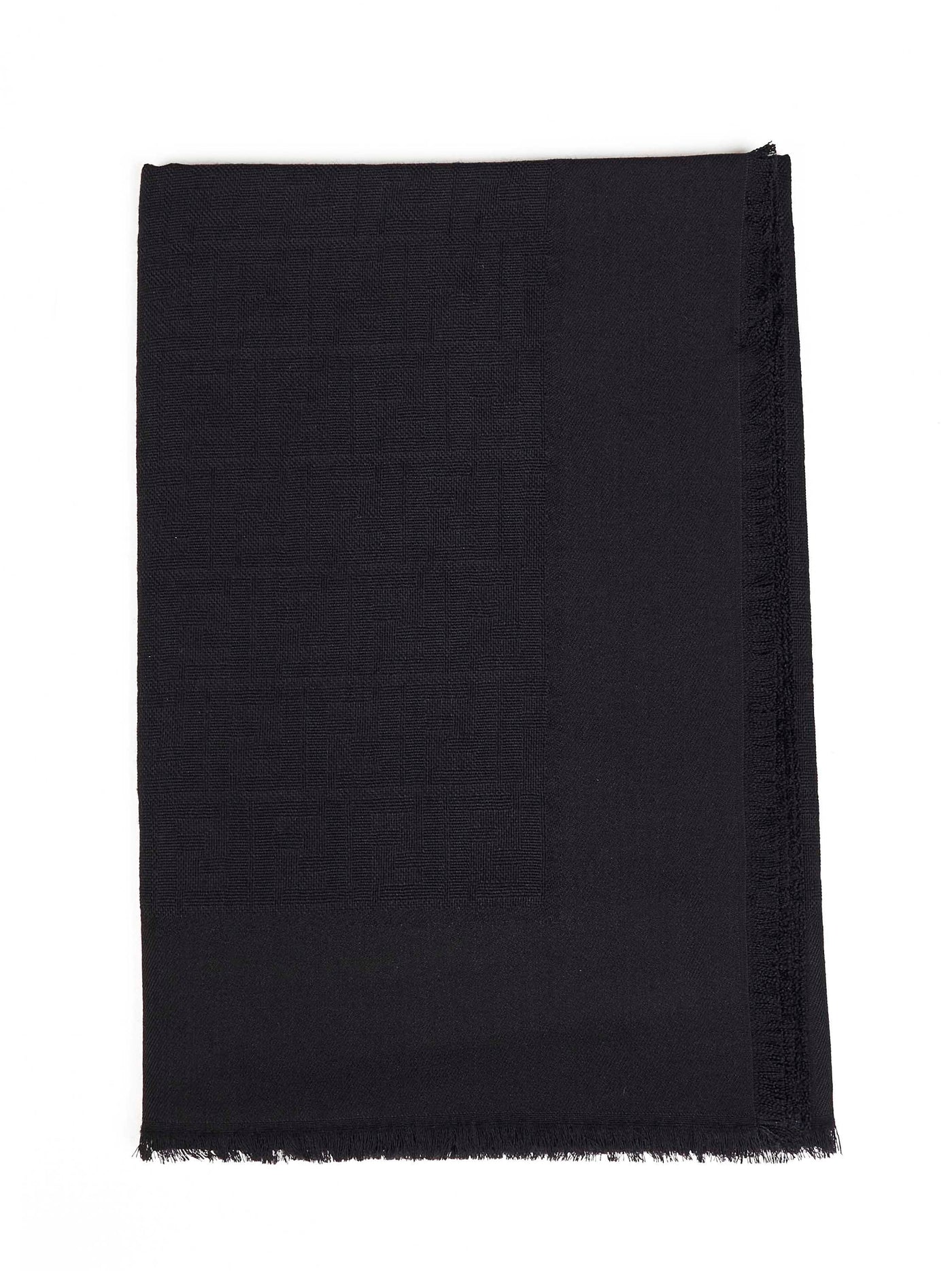 Fendi Tone-On-Tone Ff Zucca Jacquard Shawl — Black Cotton Shawls