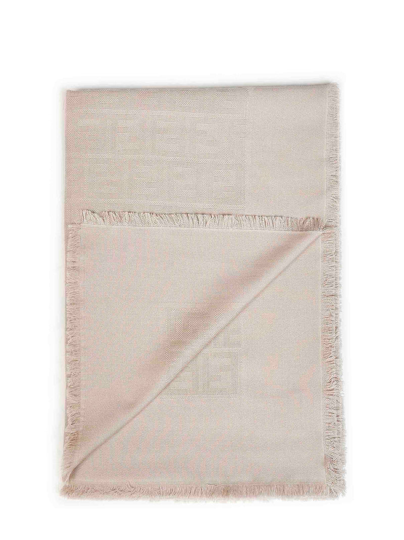 Fendi Ff Zucca Jacquard Scarf — Taupe Cotton Scarfs