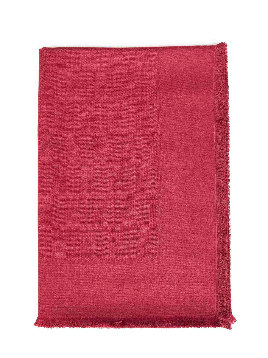 Fendi Wool-Silk-Cashmere Blend Scarf — Red Scarfs