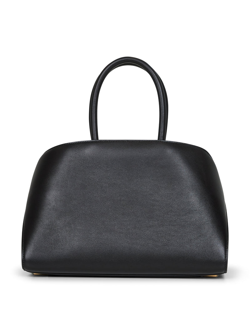 Ferragamo Hug Top Handle Bag — Black Calf Leather