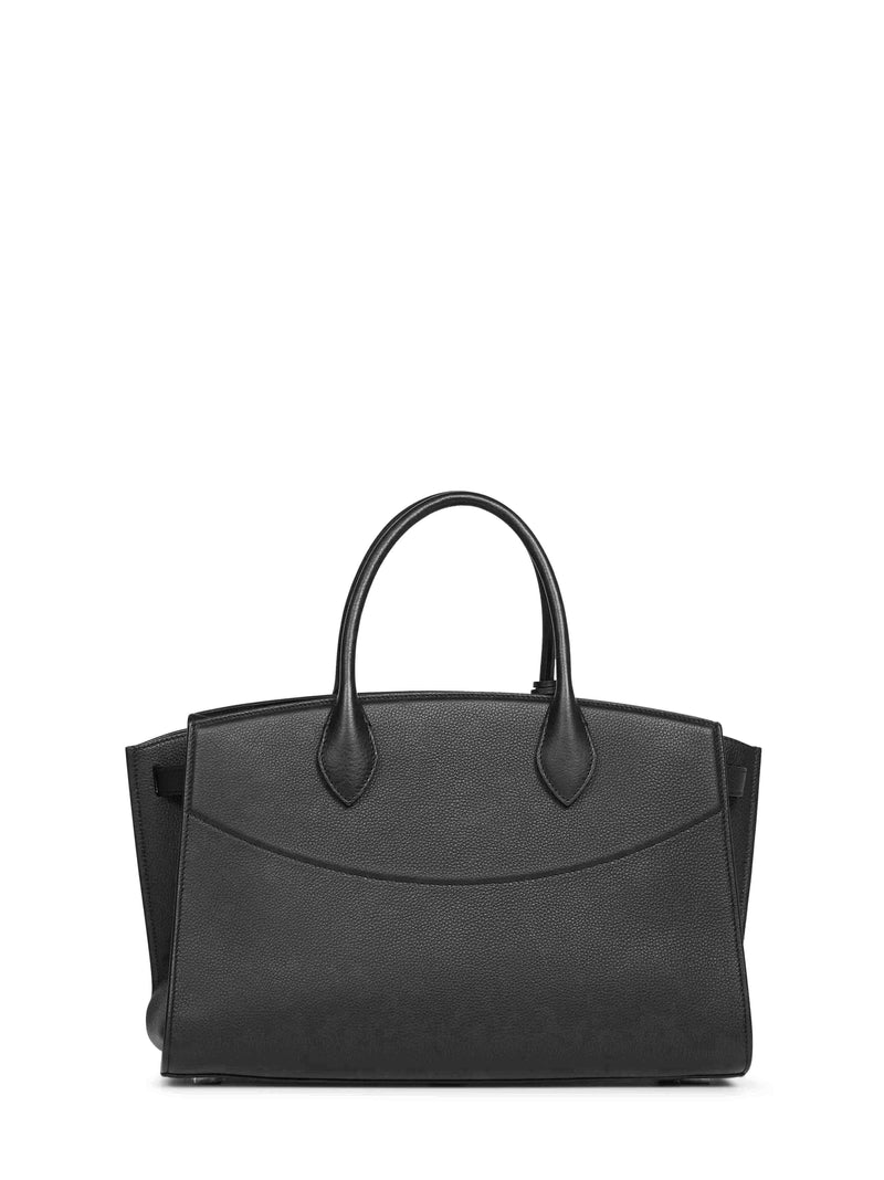 Ferragamo Studio Top Handle Bag — Black Calf Leather