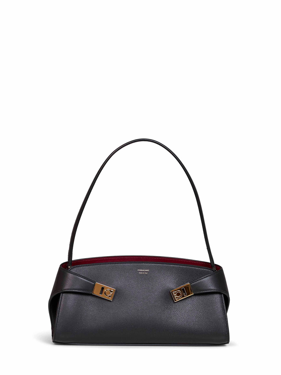 Ferragamo Shoulder Bag — Black Calf Leather