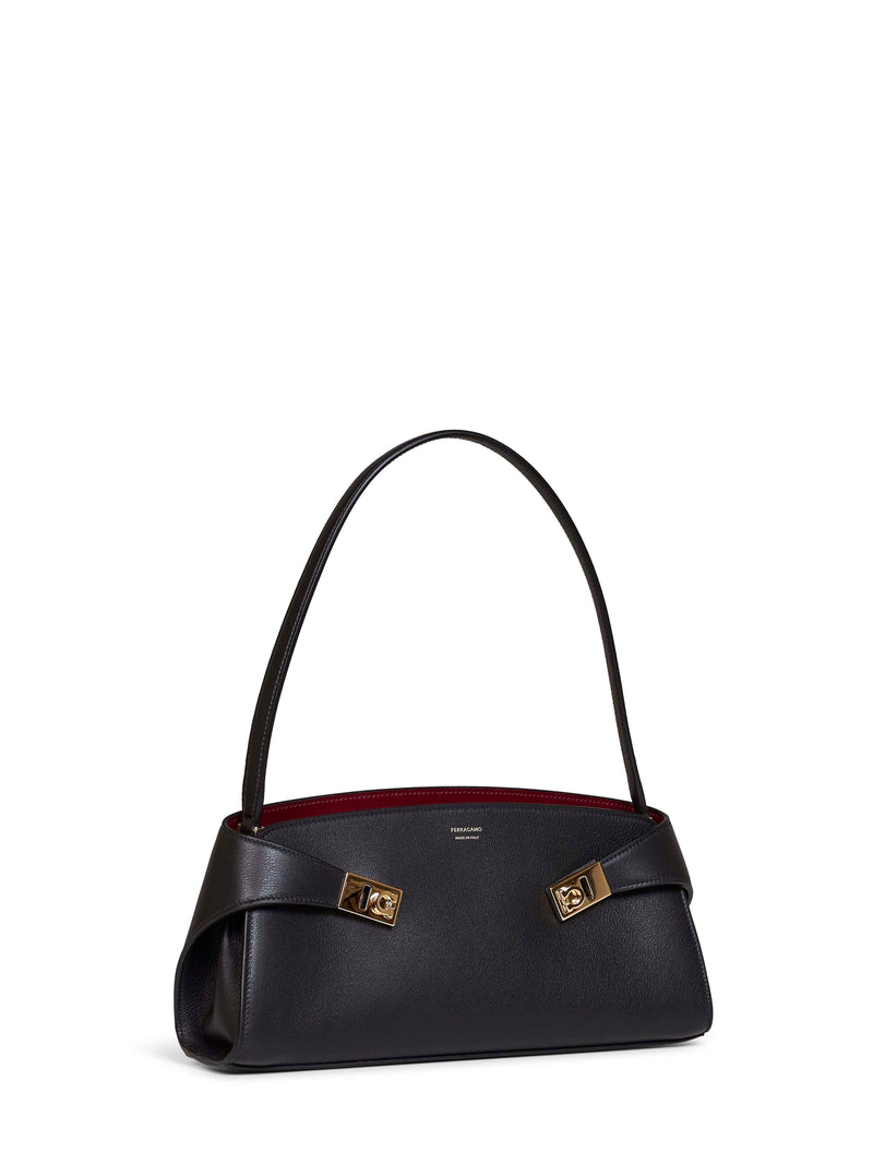 Ferragamo Shoulder Bag — Black Calf Leather