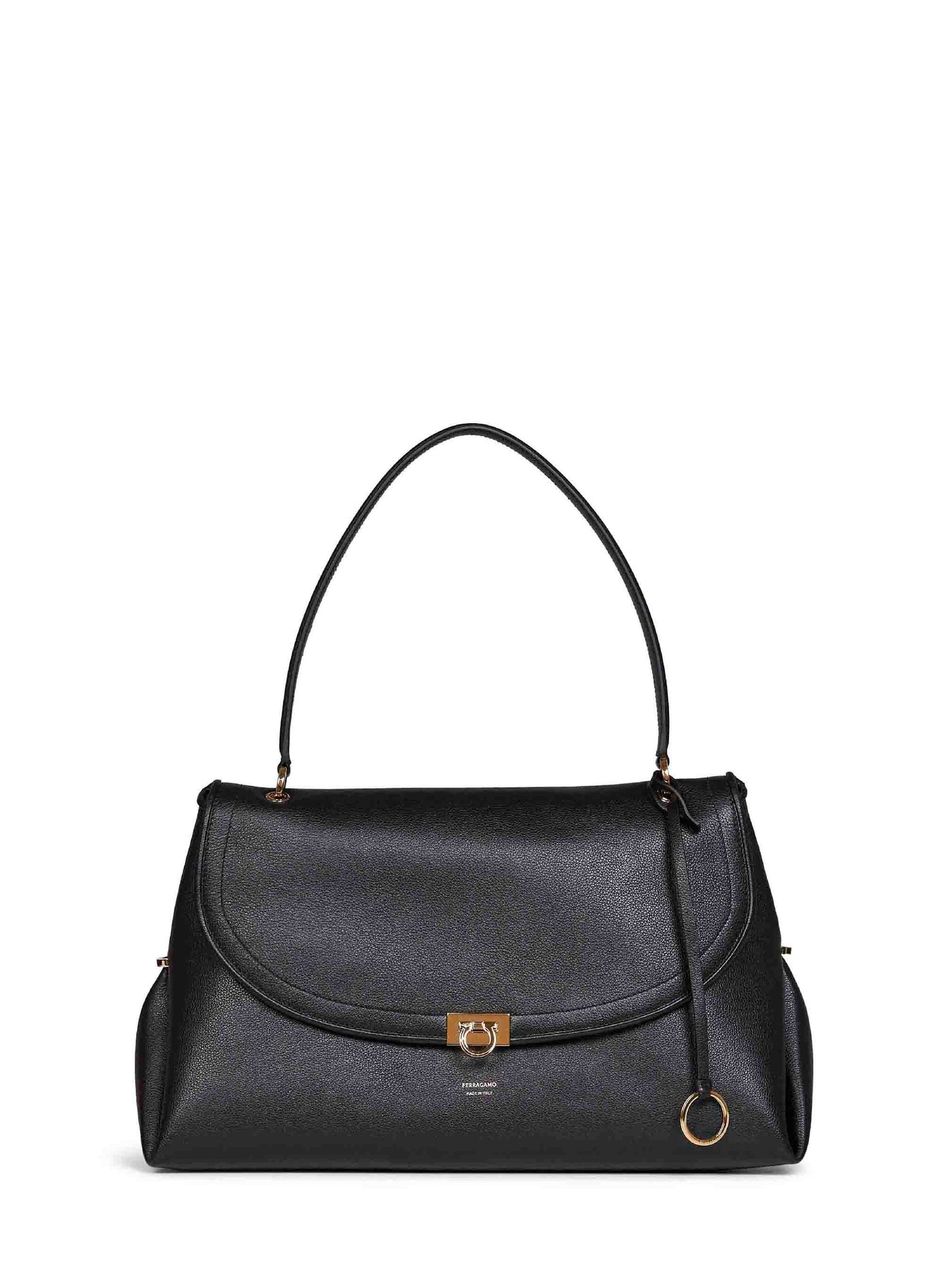 Ferragamo Sofia Shoulder Bag — Black Calf Leather