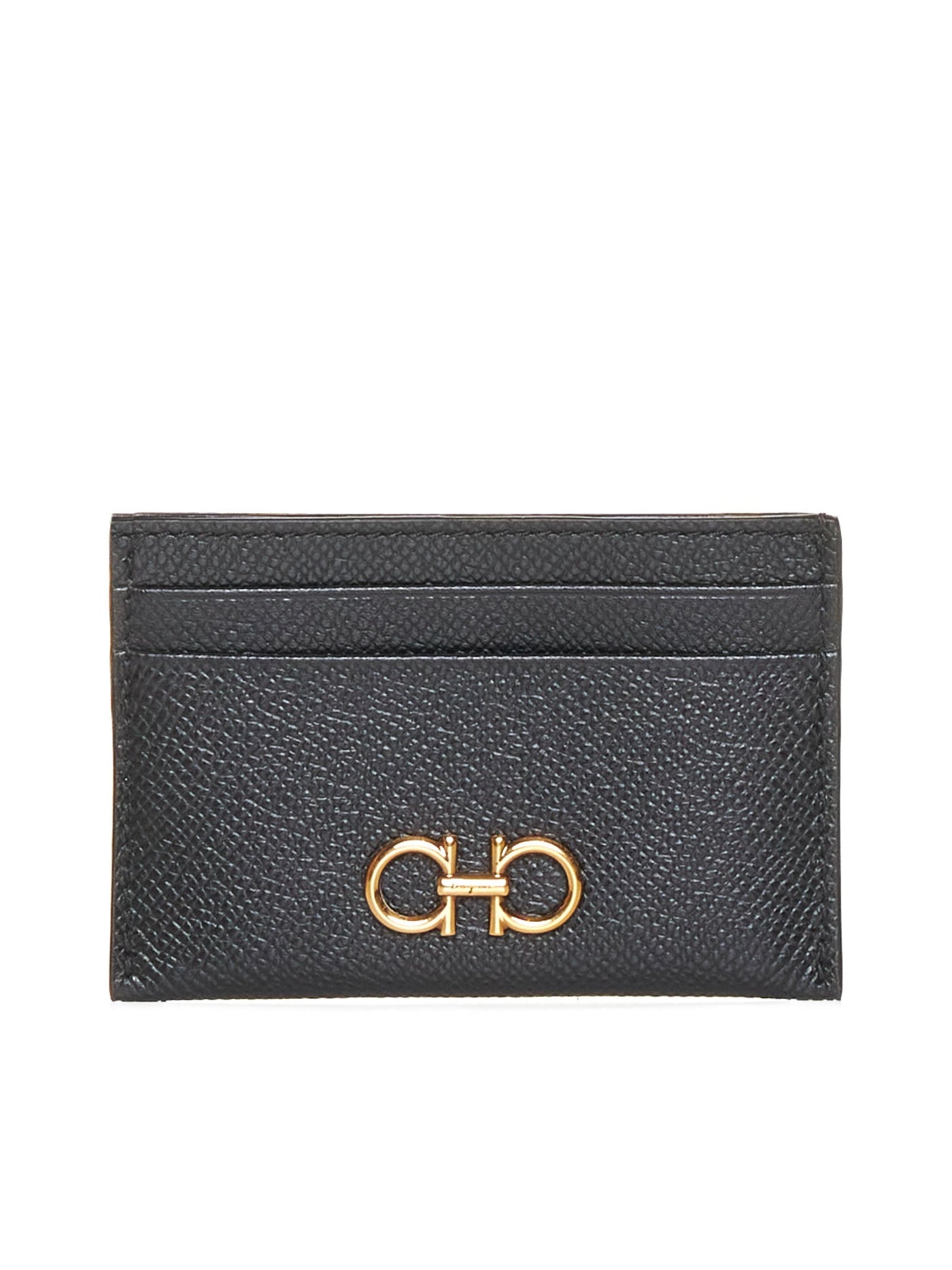 Ferragamo Gancini Card Case — Black Calf Leather Wallets & Purses