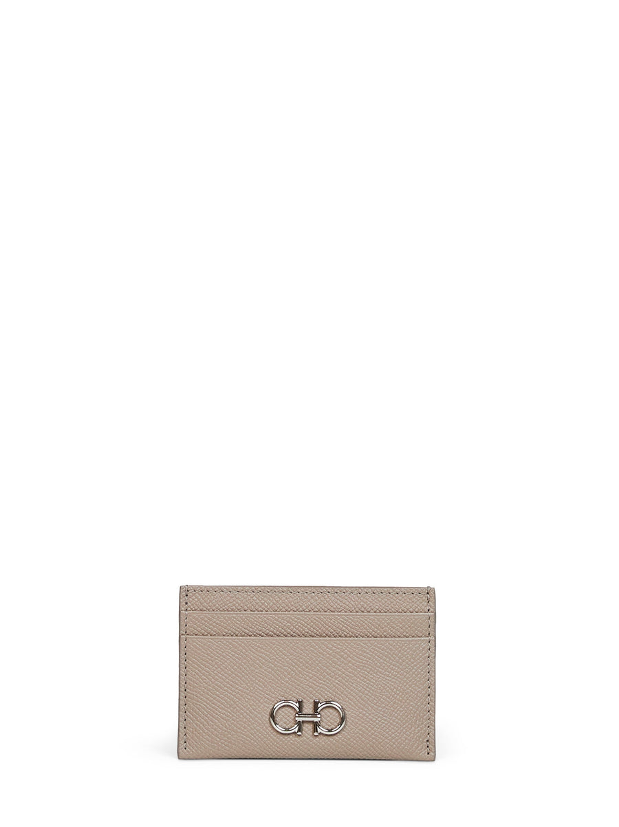 Ferragamo Card Case — Gray Calf Leather Cases