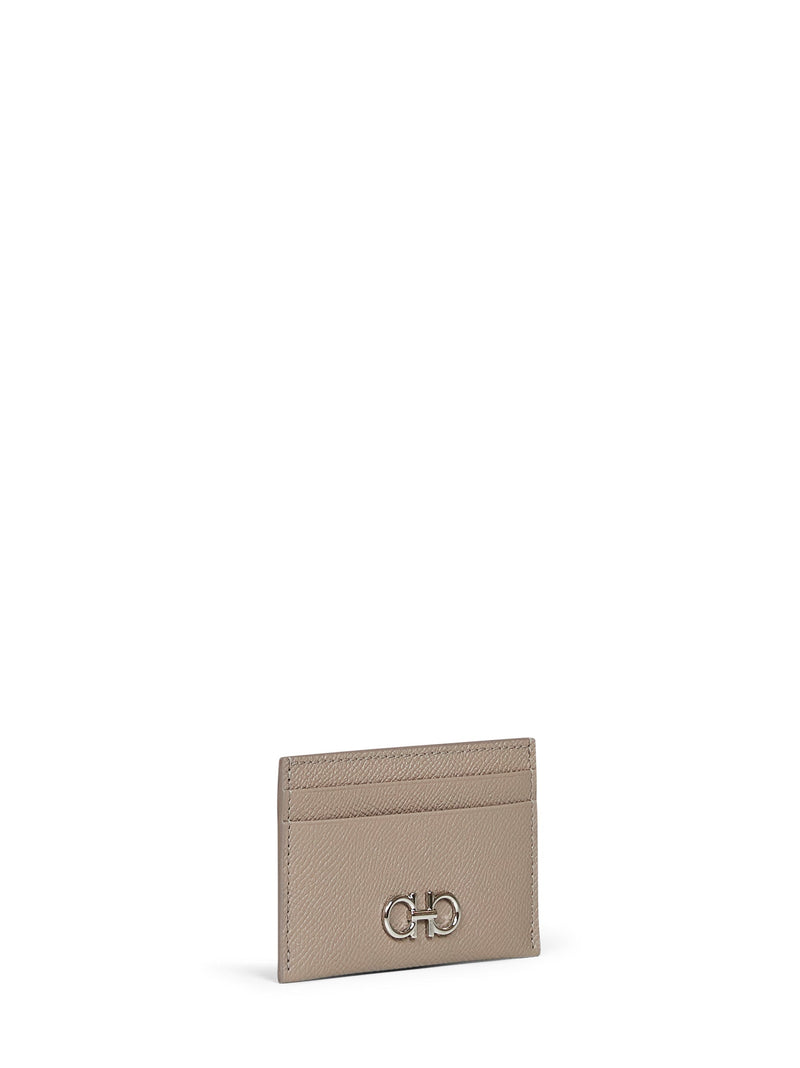 Ferragamo Card Case — Gray Calf Leather Cases
