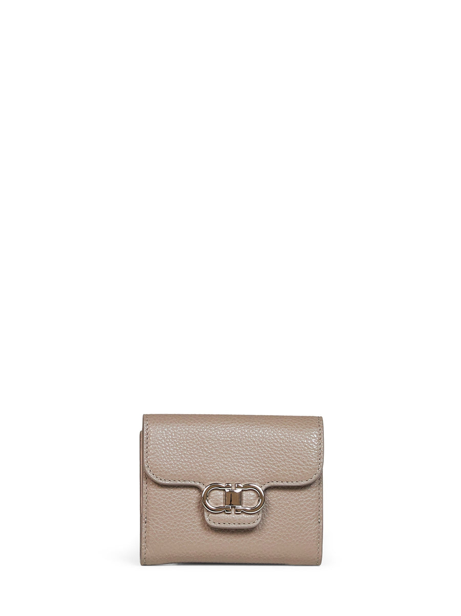 Ferragamo Compact Wallet — Gray Calf Leather & Purses