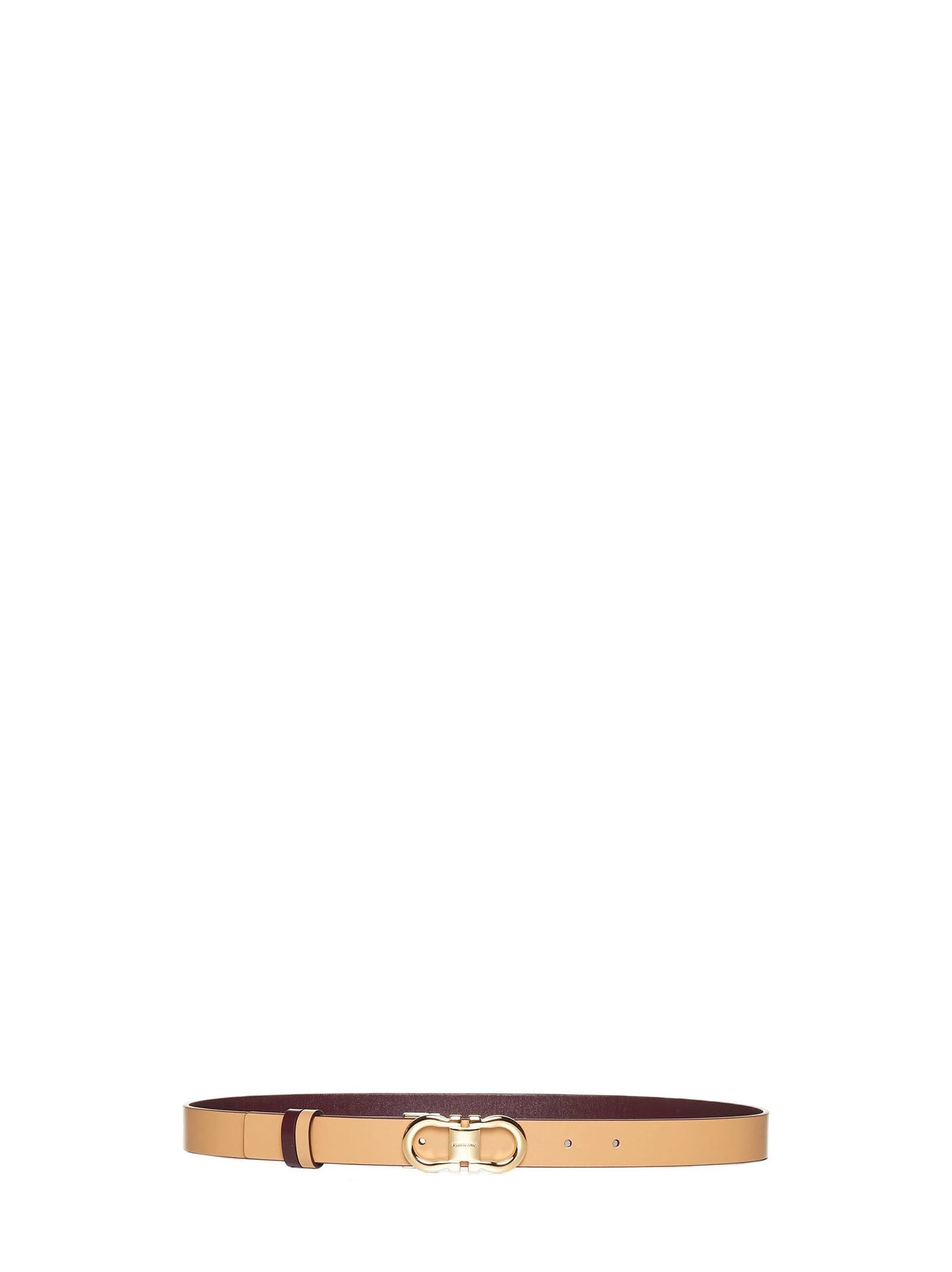 Ferragamo Reversible Gancini Leather Belt — Beige Calf