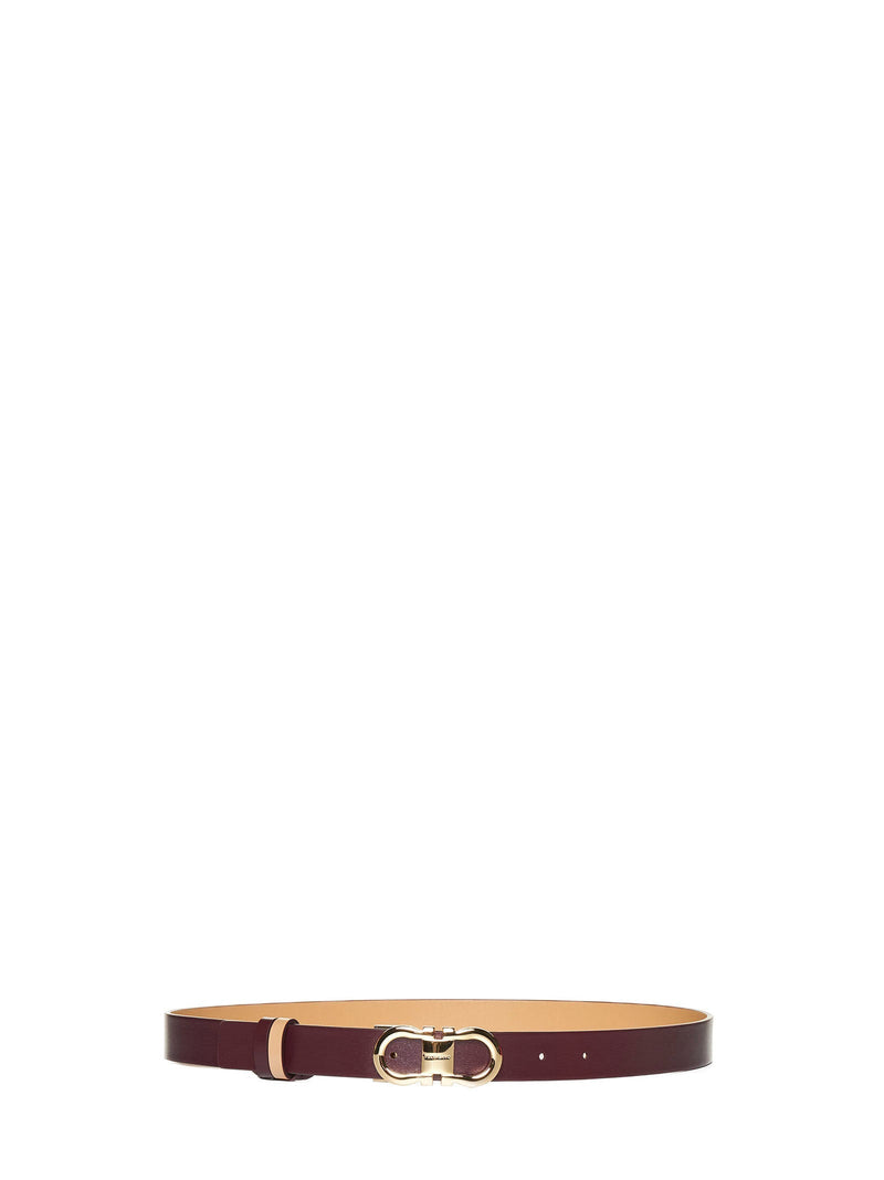 Ferragamo Reversible Gancini Leather Belt — Beige Calf