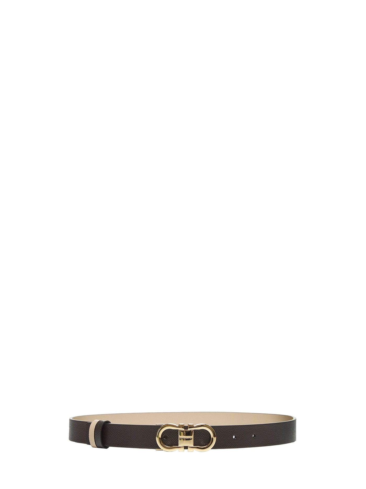 Ferragamo Hammered Calf Leather Belt — Brown
