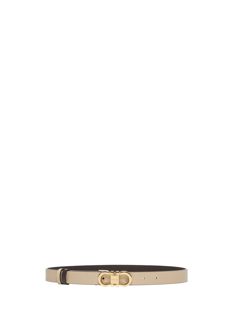 Ferragamo Hammered Calf Leather Belt — Brown