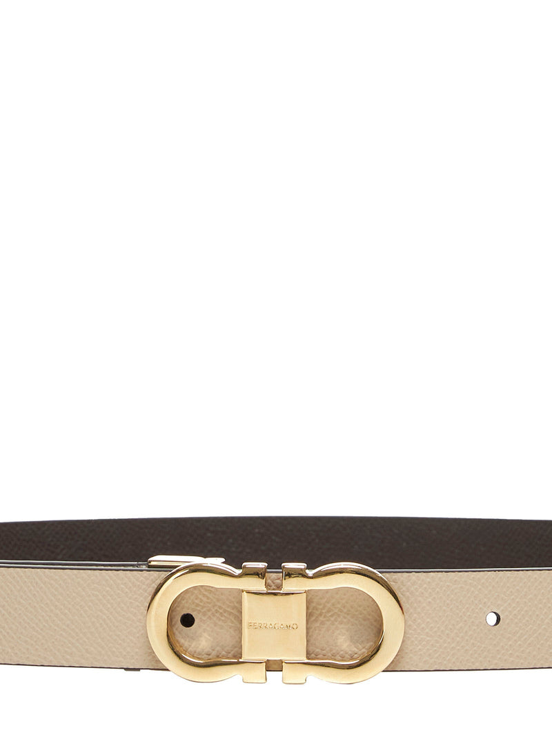 Ferragamo Hammered Calf Leather Belt — Brown