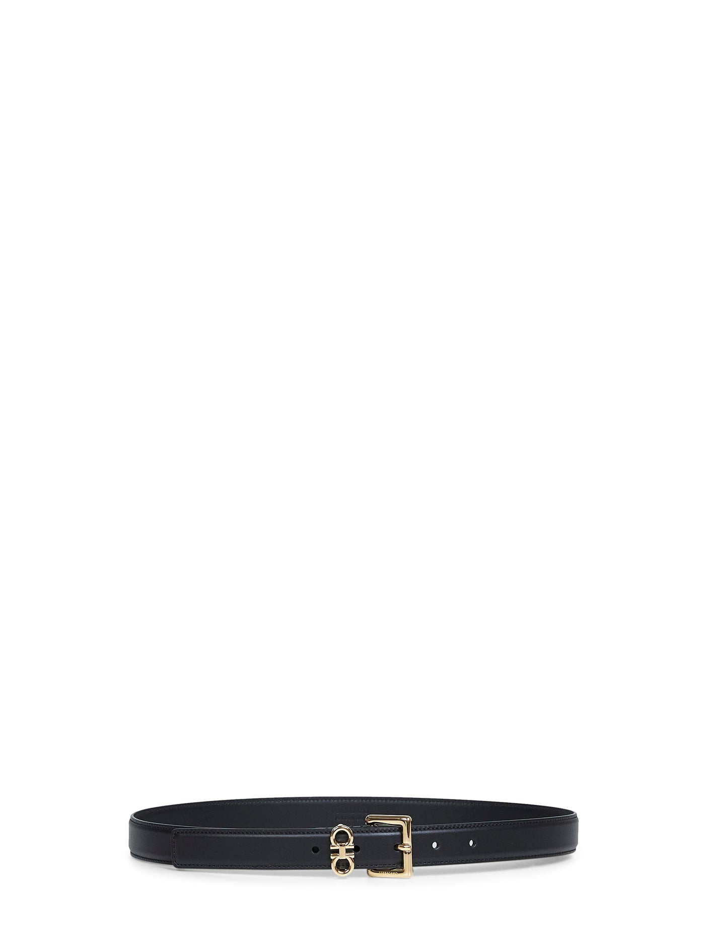 Ferragamo Double Gancini Belt — Black Calf Leather