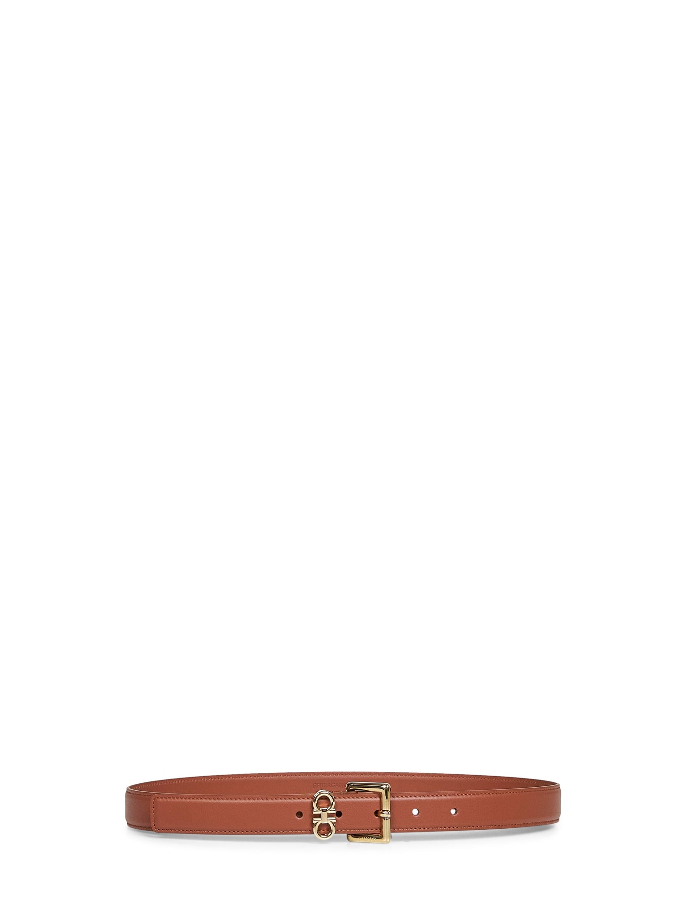 Ferragamo Double Gancini Calf Leather Belt — Brown