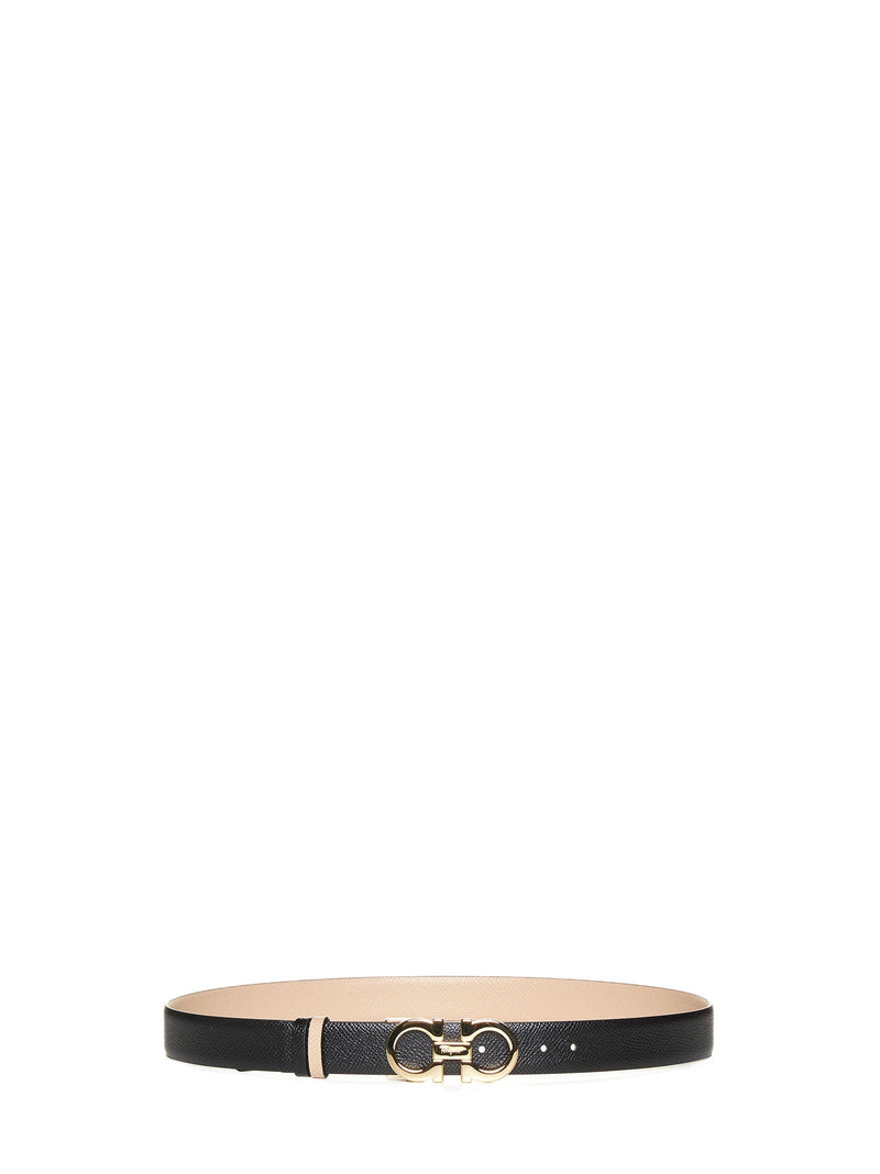 Ferragamo Reversible Leather Gancini Belt — Beige Calf